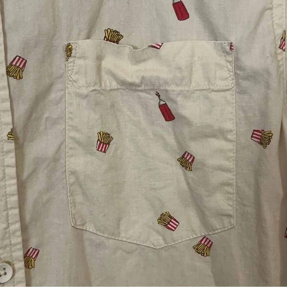 Straight Faded French Fries Short Sleeve Button Down Shirt - Picture 4 of 9